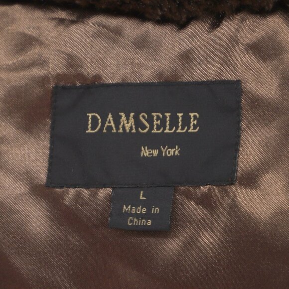 DAMSELLE NEW YORK Soft Faux Fur Coat in Dark Brown Single Hook Closure Size L - Picture 6 of 7